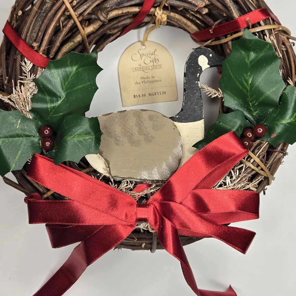 Cottagecore Goose Wreath with Red Accents Special Gifts By Crowning Touch